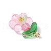 Luminous Transparent Resin Flower Pendants PALLOY-JF03759-02-4