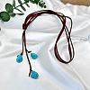 Alloy & Synthetic Turquoise Nuggets Pendant Necklaces & Teardrop Stud Dangle Earrings & Multi-layer Feather Bracelets Sets FS-WG989B2-01-4