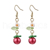 304 Stainless Steel Tomato Dangle Earrings EJEW-MZ00464-01-2