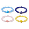 Dyed Natural Jade and Sea Turtle Porcelain Bead Stretch Bracelets for Women BJEW-JB09994-1