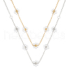 ANATTASOUL 2Pcs 2 Color Imitation Pearl Flower Pendant Necklaces Set with Brass Chains for Women NJEW-AN0001-89-1
