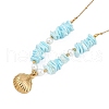 Summer Beach 304 Stainless Steel Shell Shaped Pendant Satellite Chain Necklaces for Women NJEW-A033-02A-G-2