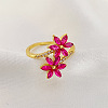 Flower Brass Micro Pave Cubic Zirconia Finger Rings for Women FS-WGC33AC-01-2