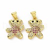 Brass Micro Pave Clear Cubic Zirconia Pendants ZIRC-F135-28G-3
