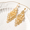 Elegant Rhombus Tassel Brass Hoop Earrings KA5049-3