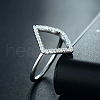 Rhombus 925 Sterling Silver Micro Pave Clear Cubic Zirconia Finger Rings for Women FS-WGB12EE-01-3