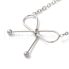 Non-Tarnish 304 Stainless Steel Cable Chain Bowknot Pendant Necklaces NJEW-Z041-02P-02-1