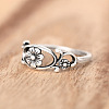 Hollow Out Oval with Flower Pattern Brass Finger Rings for Women FS-WG14675-01-3