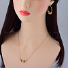 Bohemian Style Brass Colorful Cubic Zirconia Round Beaded Pendant Necklaces & Hoop Earrings Sets FS-WG846E9-01-5