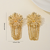 Brass Flower with Chain Charm Dangle Stud Earrings BB5682-3
