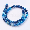 Round Dyed Natural Striped Agate/Banded Agate Beads Strands G-G582-8mm-10-2