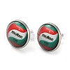 Sport Balls Glass & 304 Stainless Steel Stud Earrings for Women EJEW-H005-01P-08-1