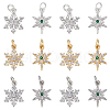 SUPERFINDINGS 12Pcs 6 Style Rack Plating Brass Micro Pave Cubic Zirconia Pendants KK-FH0006-85-1