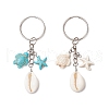 Synthetic Turquoise with Natural Mixed Cowrie Shell Keychain KEYC-JKC01265-2