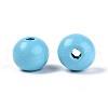 Spray Painted Round Natural Schima Wood Beads WOOD-A018-8mm-09-2