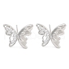 Butterfly Brass Pave Clear Cubic Zirconia Stud Earrings for Women EJEW-S216-03P-1