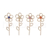 4Pcs 4 Styles Natural Red Agate & Lapis Lazuli & Amethyst & Green Aventurine Faceted Round Bead Copper Wire Wrapped Flower Pendants PALLOY-TA00246-1
