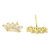 Crown Brass Micro Pave Cubic Zirconia Stud Earrings EJEW-L270-21G-2