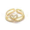 Brass Micro Pave Cubic Zirconia Open Cuff Rings RJEW-M170-20G-2