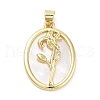 Rack Plating Brass Pave Shell Pendants KK-Z064-28G-03-1