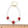 Brass ABS Imitation Pearl Beaded Bracelets for Women BJEW-D317-02G-5