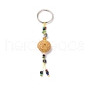 Flat Round Natural Lava Rock Beads Keychain KEYC-O011-08-2