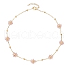 Flower Glass Beads Necklace NJEW-JN04937-4