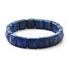 Sqaure Natural Lapis Lazuli Beads Stretch Bracelets for Women Men BJEW-C097-06M-4