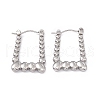 Non-Tarnish 304 Stainless Steel Beaded Trapezoid Hoop Earrings for Women EJEW-B018-04P-1