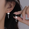 999 Fine Silver Flower Ear Plug Gauges EJEW-P296-09S-3
