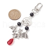 Halloween Alloy Bat & Lotus Pendant Decorations HJEW-TA00190-3