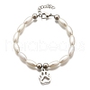304 Stainless Steel Paw Print Charm Bracelets for Women BJEW-C098-12P-4