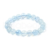 Natural Aquamarine Round Bead Stretch Bracelets for Men Women BJEW-U034-01B-01-4