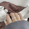 925 Sterling Silver Round Beaded Chain Adjustable Finger Rings for Women FS-WGBA7E8-01-1