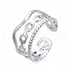 Non-Tarnish 304 Stainless Steel Cable Chain Open Cuff Ring RJEW-T023-40P-3