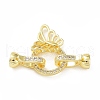 Rack Plating Brass Micro Pave Clear Cubic Zirconia Fold Over Butterfly Extension Clasps KK-B078-11G18-1