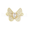Brass Clear Cubic Zirconia Butterfly Connector Charms KK-D317-140G-1