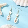 Star with Shell Shape Synthetic Turquoise Beads Dangle Earrings EJEW-JE06398-02-1