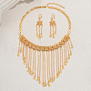 Elegant Middle Eastern Alloy Flower & Leaf Tassel Earrings & Necklaces Sets for Women EC1214-5