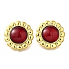 304 Stainless Steel Red Agate Stud Earrings EJEW-M065-05G-1