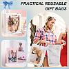 Folding Marble Print Paper Gift Bags with Handle and Plastic Visible Window ABAG-WH0038-53-6