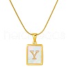 Stainless Steel Snake Bone Chain Alphabet Necklace with Shell Pendant WD3660-25-1