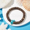 Natural Coconut Rondelle Beaded Stretch Bracelets BJEW-JB10217-01-2