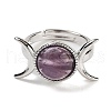Natural Gemstone Adjustable Rings RJEW-K271-01P-3