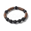 Natural Coconut Rondelle Beads Stretch Bracelets Set for Men Women BJEW-JB06771-7