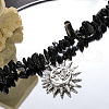 Sun Alloy Pendant Natural Black Stone Chip Baeded Necklaces for Men FS-WG7E301-01-3
