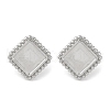 304 Stainless Steel Square Stud Earrings EJEW-D281-07S-1