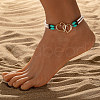 Double Heart Alloy Link Stretch Anklets WGB60B8-04-1