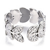 304 Stainless Steel Leaf Cuff Rings RJEW-N038-110P-4