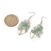 Natural Green Aventurine Chips Tree of Life Dangle Earrings EJEW-JE05730-02-3